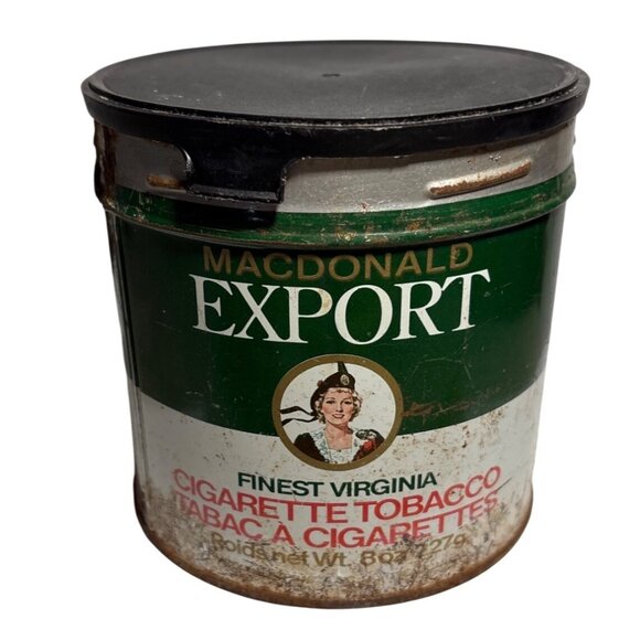 Vitg Macdonald Export Cigarette Tobacco Tin Can Rust Patina No Tin Lid Canada - Picture 1 of 8